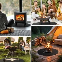 OBOSOE bålmåtte til solo-komfurbål – 60 cm rund grillmåtte, brandsikker, vandafvisende og olieafvisende
