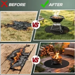 OBOSOE bålmåtte til solo-komfurbål – 60 cm rund grillmåtte, brandsikker, vandafvisende og olieafvisende
