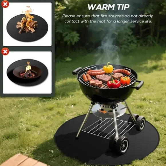 OBOSOE bålmåtte til solo-komfurbål – 60 cm rund grillmåtte, brandsikker, vandafvisende og olieafvisende