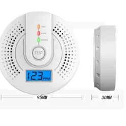 OBOSOE bærbar kuliltedetektor – Digital LCD-skærm og hørbar alarm, rejsealarm, hvid