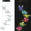 OBOSOE Butterfly Solar Powered Wind Chime – Farverig LED-belysning, IP44 vandtæt dekoration til have og terrasse