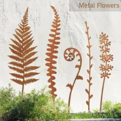 OBOSOE dekorative metalhavestøtter - Bregneplantestøtte metalblomster til udendørs havedekoration