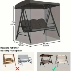 OBOSOE drejestol myggenet – UV-beskyttelse og justerbar 49-80 tommer, perfekt til terrasse og have