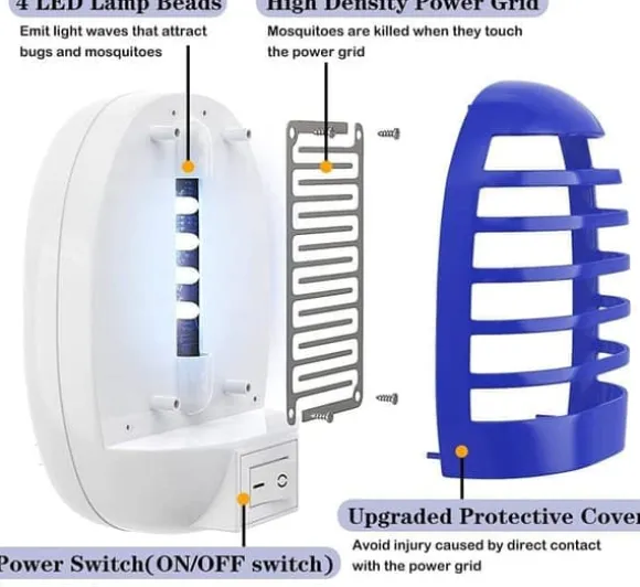 OBOSOE Electric Mosquito Killer/Insect Killer 2-pack – Indendørs og udendørs myggefanger, fluedræber med stik