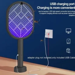 OBOSOE elektrisk myggeketcher, fluesmækker ketcher genopladelig bug zapper ketcher myggefælde lys genopladelig myggefælde lys