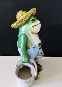 OBOSOE Frøstatue til Havedekoration - Antik Holding Blomsterpotter Til Gårdsdekoration - Dyr Samlerobjekt og Installerbar Håndværksharpiks