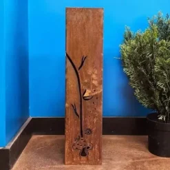 OBOSOE Håndsvejset Rustik Havesøjle - Fe & Svampe Ornament i Metal med Blomstermønster • Klatreplantestøtte • Camouflage Udendørs Kasser