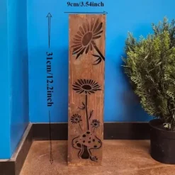 OBOSOE Håndsvejset Rustik Havesøjle - Fe & Svampe Ornament i Metal med Blomstermønster • Klatreplantestøtte • Camouflage Udendørs Kasser