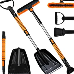 OBOSOE 5-i-1 Car Snow Brush – Bil-isskraber med pensel, lakeringsvenlig, ideel til SUV, lastbil og forrude