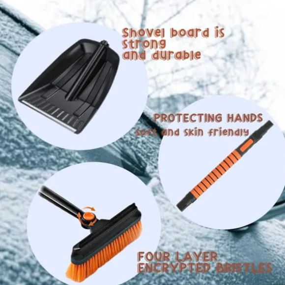 OBOSOE 5-i-1 Car Snow Brush – Bil-isskraber med pensel, lakeringsvenlig, ideel til SUV, lastbil og forrude