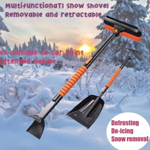 OBOSOE 5-i-1 Car Snow Brush – Bil-isskraber med pensel, lakeringsvenlig, ideel til SUV, lastbil og forrude