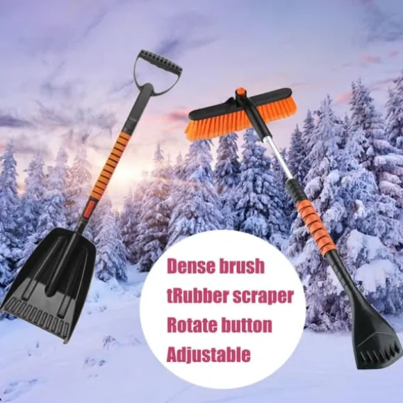 OBOSOE 5-i-1 Car Snow Brush – Bil-isskraber med pensel, lakeringsvenlig, ideel til SUV, lastbil og forrude
