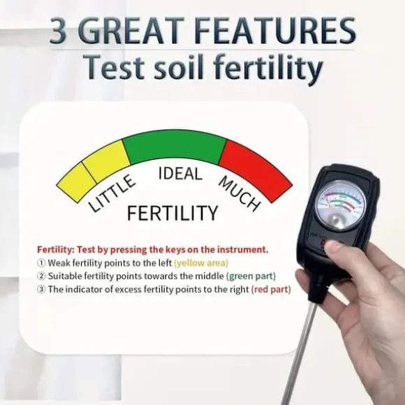 OBOSOE 3-i-1 jordtester – måler fugt, næringsstoffer og jordens pH | Have, Græsplæne, Indendørs Planter | Batterifri