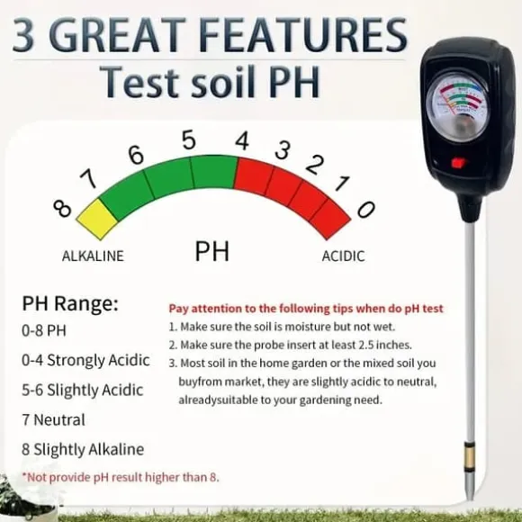 OBOSOE 3-i-1 jordtester – måler fugt, næringsstoffer og jordens pH | Have, Græsplæne, Indendørs Planter | Batterifri