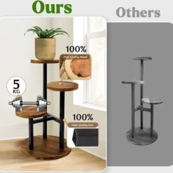 OBOSOE 3-lags indendørs plantestativ - metal hjørnemonteret blomsterstativ