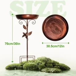 OBOSOE Metal Fuglebad 76 cm – Stabil 5-delt base og aftagelig stang, vintage design til have, terrasse og græsplæne