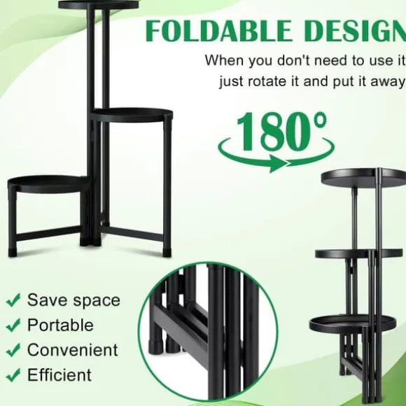 OBOSOE Metal Plant Rack 3-Level – Urtepottehylde til indendørs og udendørs (balkon, stue, kontor)