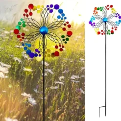 OBOSOE Metal Wind Chime – 3D Kinetisk Roterende Vindmølle til Have, Altan & Terrasse, Batterifri