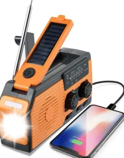 OBOSOE Nødradio Håndsvingsradio 5000mAh med solcelle & NOAA, vejrradio med LED lommelygte til camping