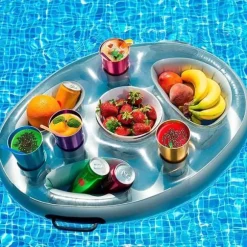 OBOSOE oppustelig drikkevareholder til pool og badekar – flydende madbakke, perfekt til sommerpooltilbehør