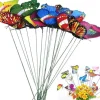 OBOSOE 50-Pack aftagelig 3D sommerfugl havedekoration – vandtæt PVC blomsterpind ornamenter til udendørs brug