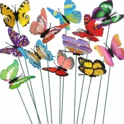 OBOSOE 50-Pack 3D sommerfugl havedekoration – vandtæt PVC blomsterpind ornamenter til udendørs brug