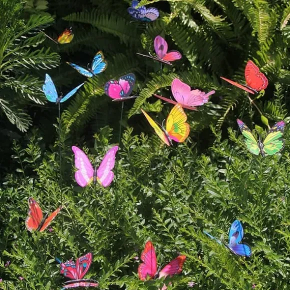 OBOSOE 50-Pack 3D sommerfugl havedekoration – vandtæt PVC blomsterpind ornamenter til udendørs brug