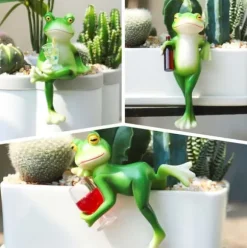 OBOSOE 3-pak frøfigurer Pot Dekoration – Havedekoration / Altandekoration / Udendørs dekoration