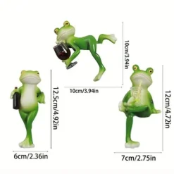 OBOSOE 3-pak frøfigurer Pot Dekoration – Havedekoration / Altandekoration / Udendørs dekoration