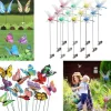 OBOSOE 52-pak havedekoration – 3D PVC sommerfugle på pinde og guldsmede med clips, til udendørs blomster- og altandekoration