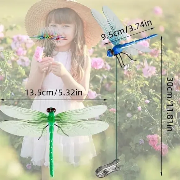 OBOSOE 50-pak havedekoration – 3D PVC sommerfugle på pinde og guldsmede med clips, til udendørs brug
