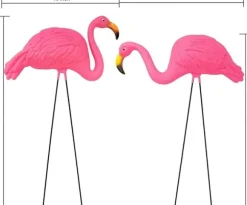 OBOSOE 2-pak lyserøde flamingo havepynt – 60 cm plastikstatuer til udendørs dekoration