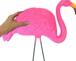 OBOSOE 2-pak lyserøde flamingo havepynt – 60 cm plastikstatuer til udendørs dekoration