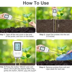 OBOSOE pH-måler og jordfugtighedsmåler – Digital jordtester med dobbelt sensor til potteplanter og have