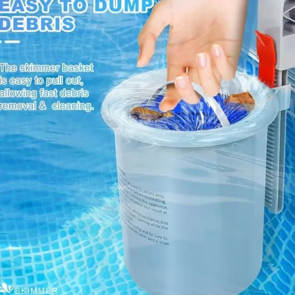 OBOSOE Poolskimmer til overjordisk pool – Vægmonteret overfladesi med aftagelig kurv, pooltilbehør