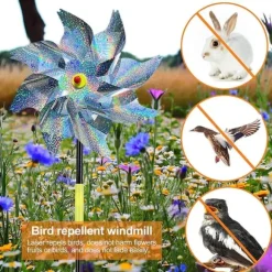 OBOSOE Reflective Scarecrow Windmill – 6-pak fugleafvisende middel til have og frugtplantage