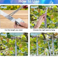 OBOSOE Scarecrow Reflekterende Tape - 50m, Naturlig Fugleafvisende og Dekorativ