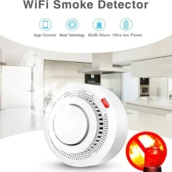 OBOSOE Smart WiFi røgdetektor – trådløs røgalarm med app-meddelelse (batteri medfølger ikke)