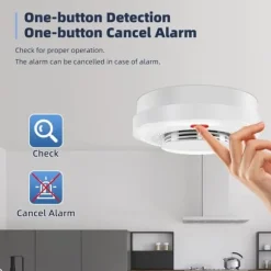OBOSOE Smart WiFi røgdetektor – trådløs røgalarm med app-meddelelse (batteri medfølger ikke)