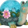 OBOSOE Solar Lamp Turtle Udendørs Statue – Havedekoration med revnet glas til terrasse