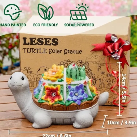 OBOSOE Solar Lampe Turtle Udendørs Statue – Havedekoration og ornament til terrasse