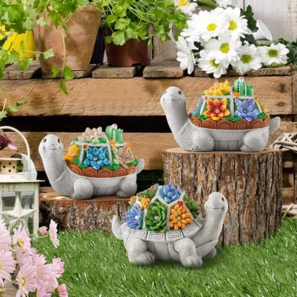 OBOSOE Solar Lampe Turtle Udendørs Statue – Havedekoration og ornament til terrasse