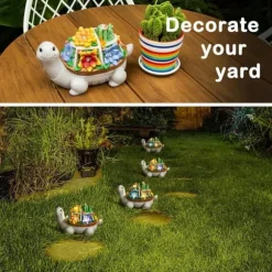 OBOSOE Solar Lampe Turtle Udendørs Statue – Havedekoration og ornament til terrasse