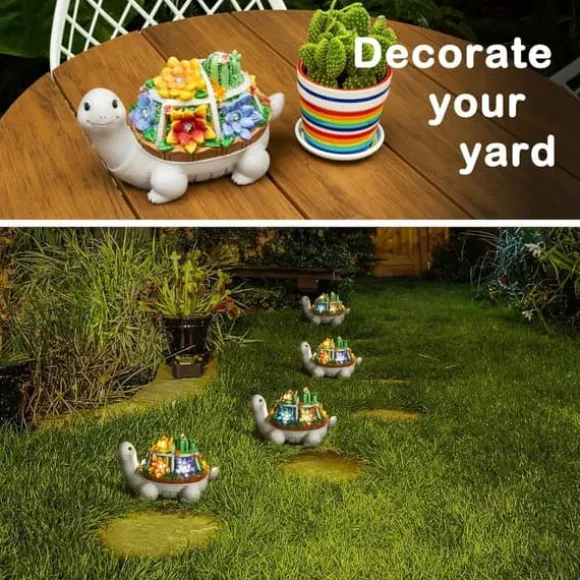 OBOSOE Solar Lampe Turtle Udendørs Statue – Havedekoration og ornament til terrasse