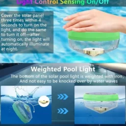 OBOSOE Solar Lights til Pool - 2-Pack RGB LED lys med automatisk farveskift, perfekt til fest og dekoration