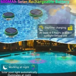 OBOSOE Solar Lights til Pool - 2-Pack RGB LED lys med automatisk farveskift, perfekt til fest og dekoration