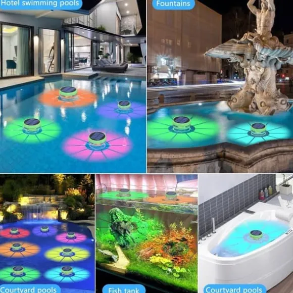 OBOSOE Solar Lights til Pool - 2-Pack RGB LED lys med automatisk farveskift, perfekt til fest og dekoration
