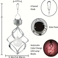 OBOSOE Solar Powered Wind Chime & Lantern - Auto Color Changing, Vejrbestandig LED Udendørs Dekoration Til Have, Halloween