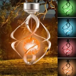 OBOSOE Solar Powered Wind Chime & Lantern - Auto Color Changing, Vejrbestandig LED Udendørs Dekoration Til Have, Halloween