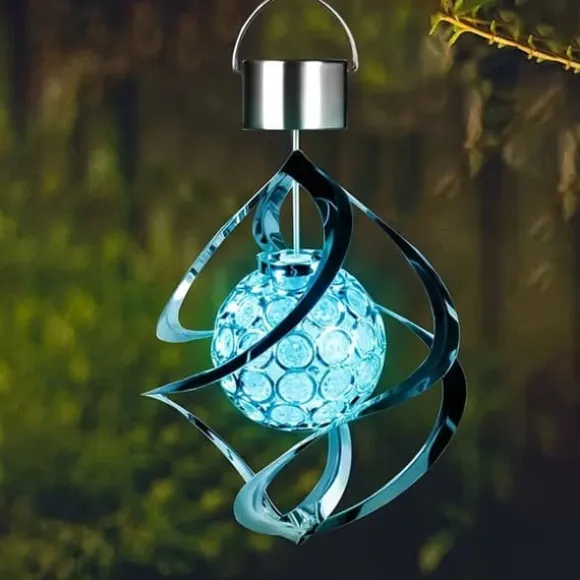 OBOSOE Solar Powered Wind Chime & Lantern - Auto Color Changing, Vejrbestandig LED Udendørs Dekoration Til Have, Halloween